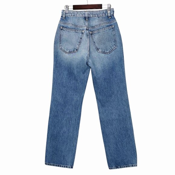 Khaite Abigail Jeans Distressed Portland Blue High Waist Straight Leg Size 25 - Picture 8 of 14